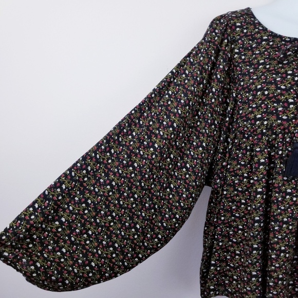 Denim & Supply RL | Black Floral Boho Peasant Top - Picture 4 of 6